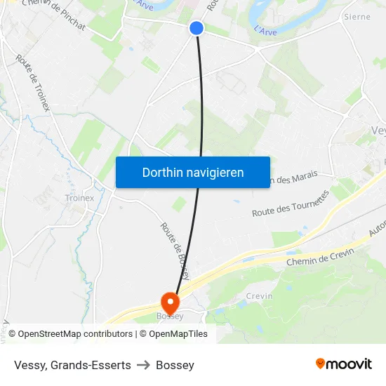Vessy, Grands-Esserts to Bossey map