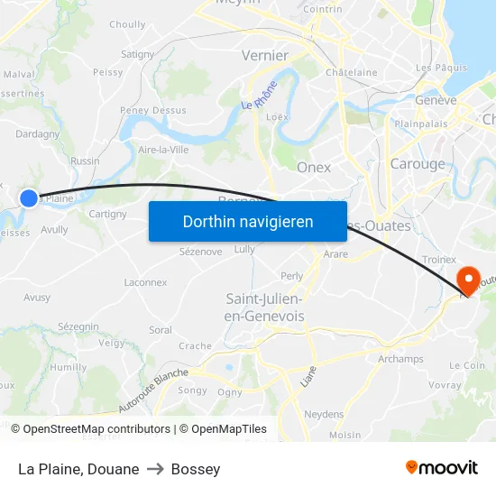 La Plaine, Douane to Bossey map