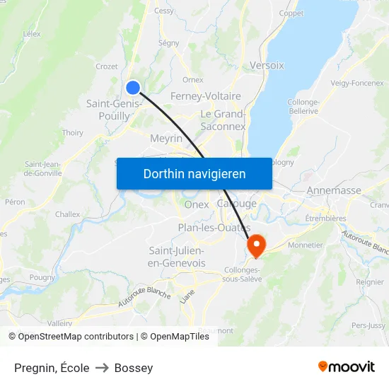 Pregnin, École to Bossey map