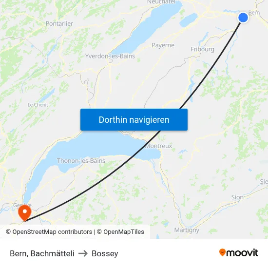 Bern, Bachmätteli to Bossey map