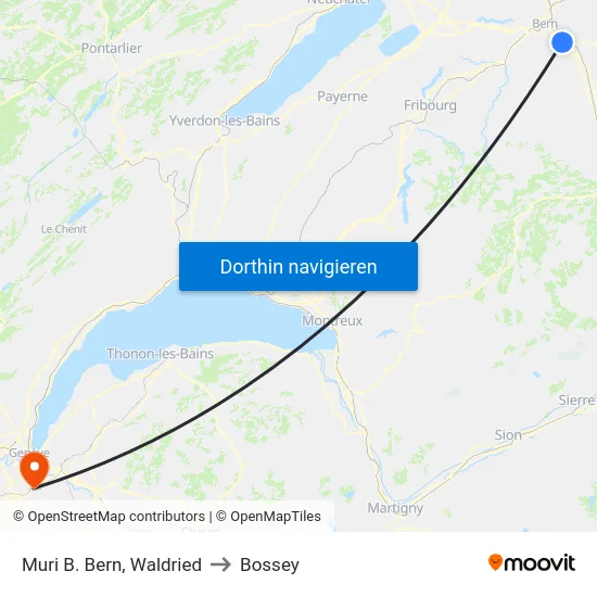 Muri B. Bern, Waldried to Bossey map