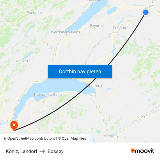 Köniz, Landorf to Bossey map