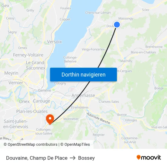 Douvaine, Champ De Place to Bossey map