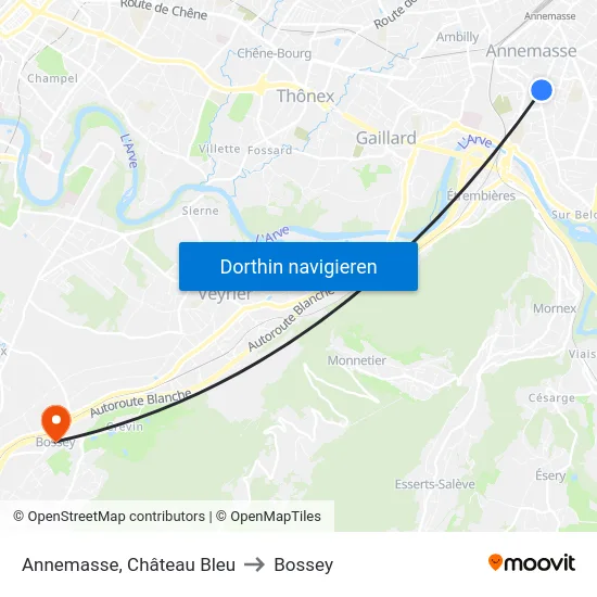 Annemasse, Château Rouge to Bossey map