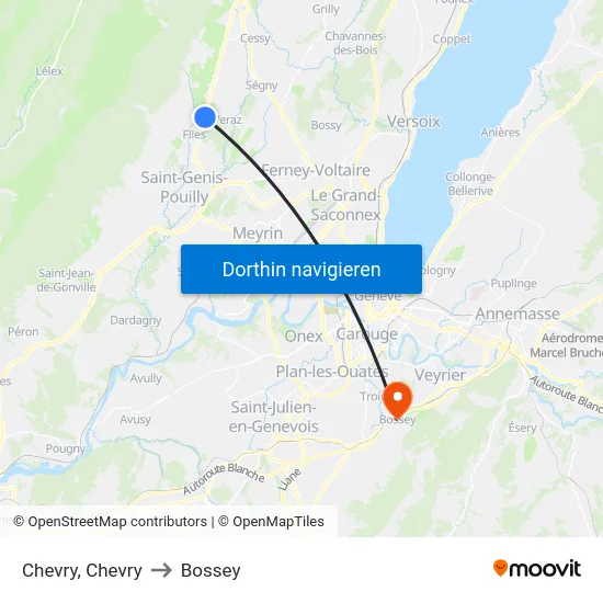 Chevry, Chevry to Bossey map