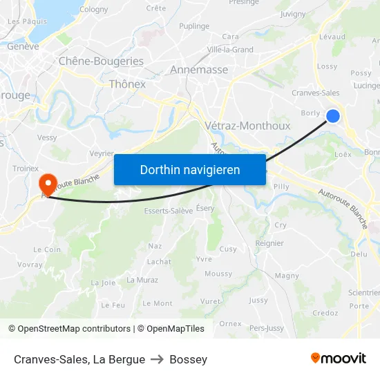 Cranves-Sales, La Bergue to Bossey map