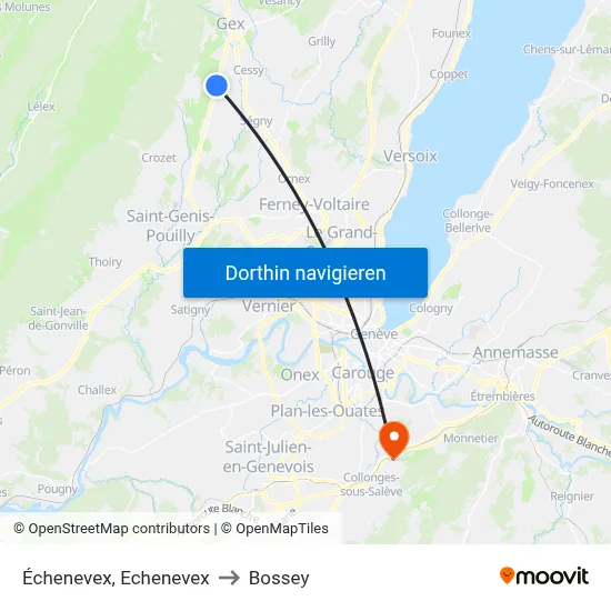 Échenevex, Echenevex to Bossey map