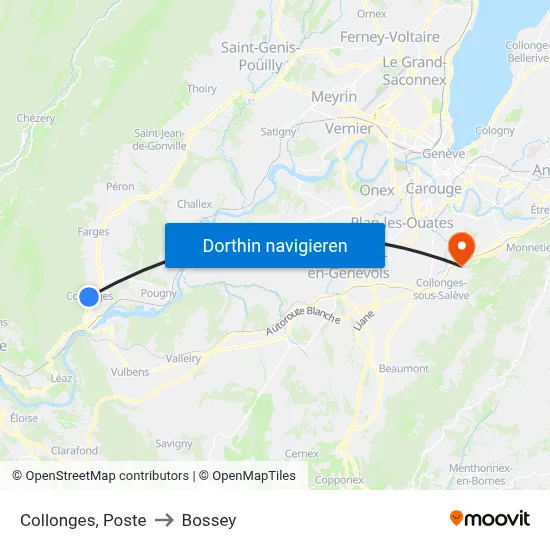 Collonges, Poste to Bossey map