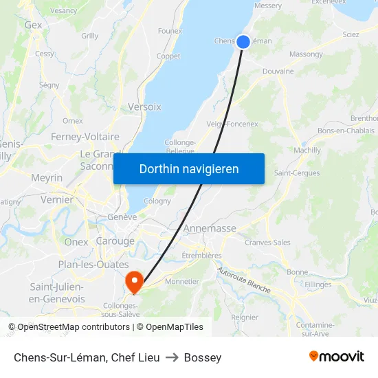 Chens-Sur-Léman, Chef Lieu to Bossey map