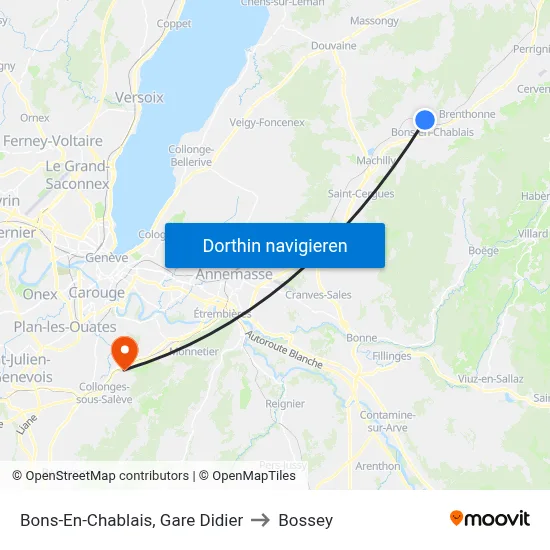 Bons-En-Chablais, Gare Didier to Bossey map