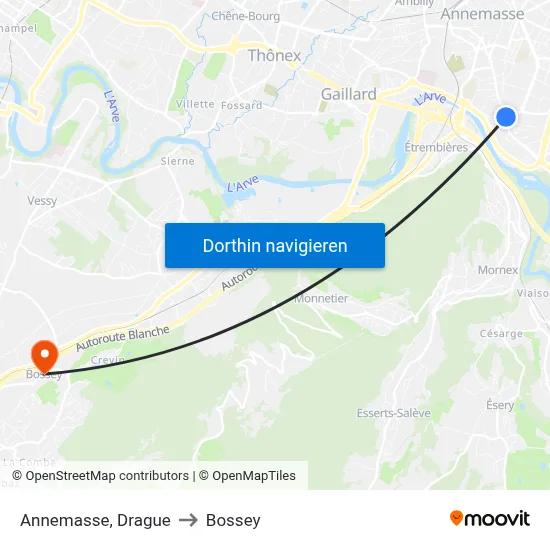 Annemasse, Drague to Bossey map