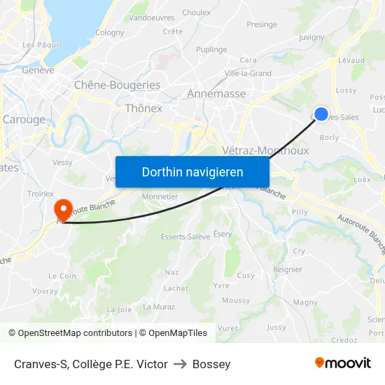Cranves-S, Collège P.E. Victor to Bossey map