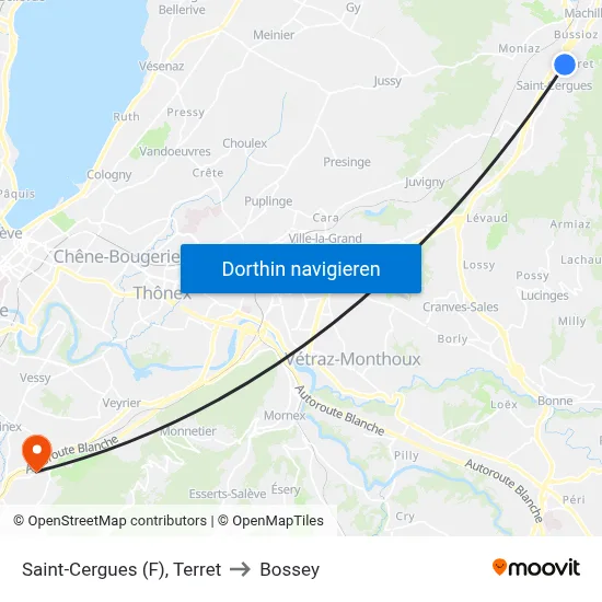 Saint-Cergues (F), Terret to Bossey map