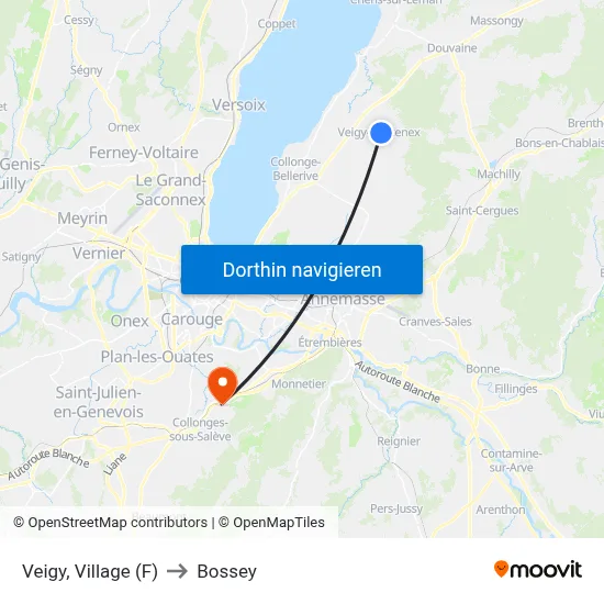 Veigy, Village (F) to Bossey map