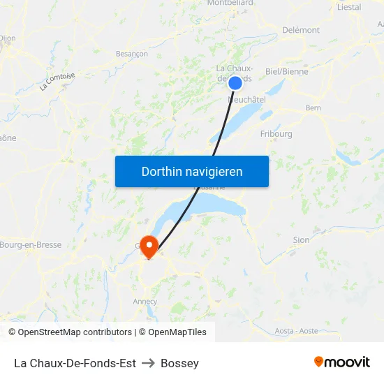 La Chaux-De-Fonds-Est to Bossey map