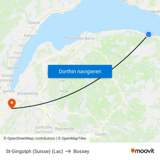 St-Gingolph (Suisse) (Lac) to Bossey map