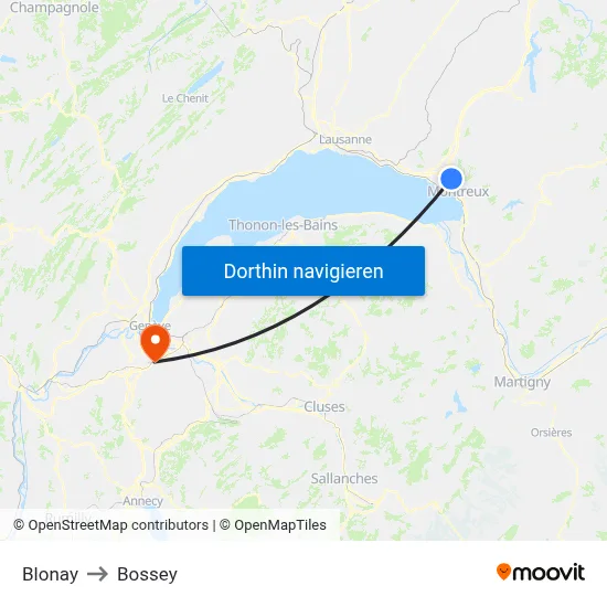 Blonay to Bossey map