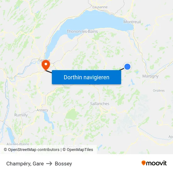 Champéry, Gare to Bossey map