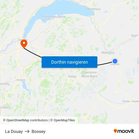 La Douay to Bossey map