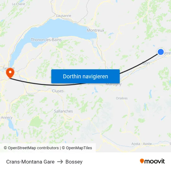 Crans-Montana Gare to Bossey map