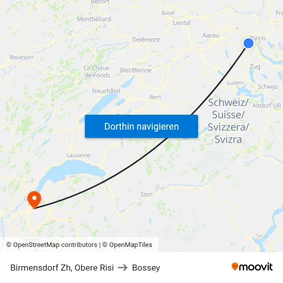 Birmensdorf Zh, Obere Risi to Bossey map