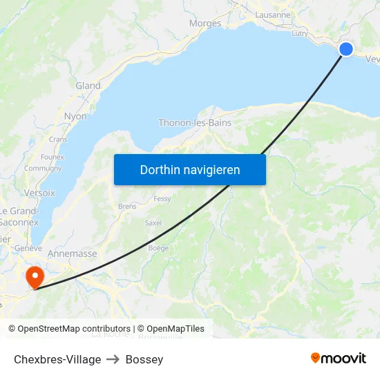 Chexbres-Village to Bossey map