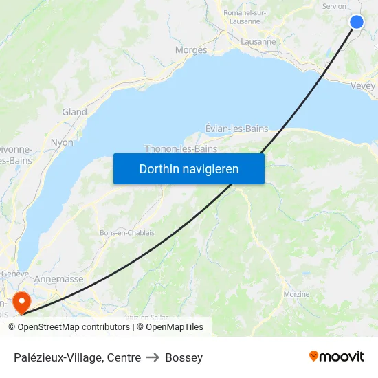Palézieux-Village, Centre to Bossey map