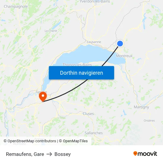 Remaufens, Gare to Bossey map