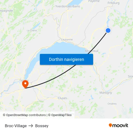 Broc-Village to Bossey map