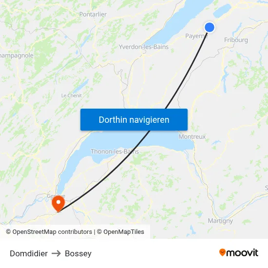 Domdidier to Bossey map