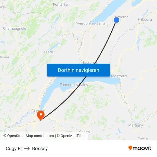 Cugy Fr to Bossey map