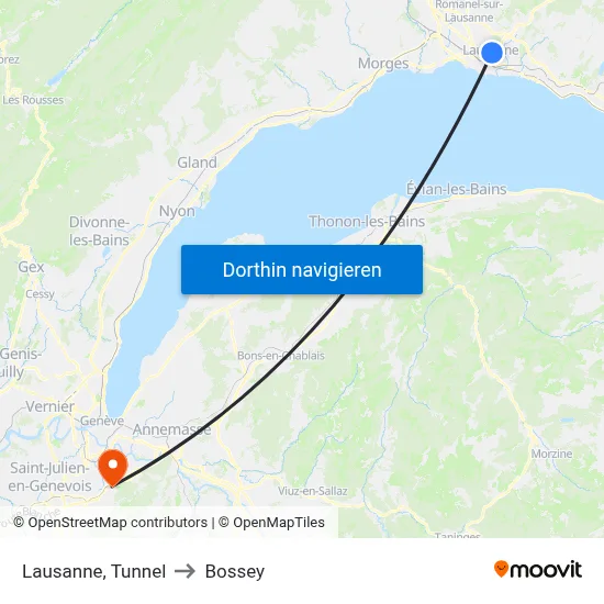 Lausanne, Tunnel to Bossey map