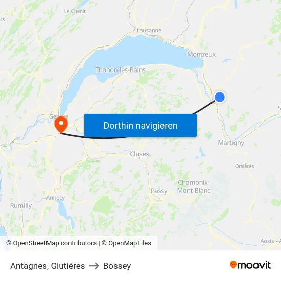 Antagnes, Glutières to Bossey map