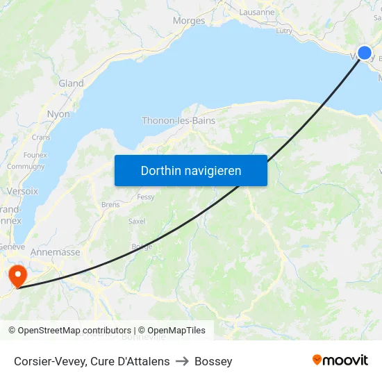 Corsier-Vevey, Cure D'Attalens to Bossey map