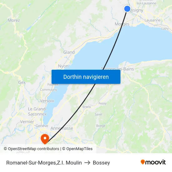 Romanel-Sur-Morges,Z.I. Moulin to Bossey map
