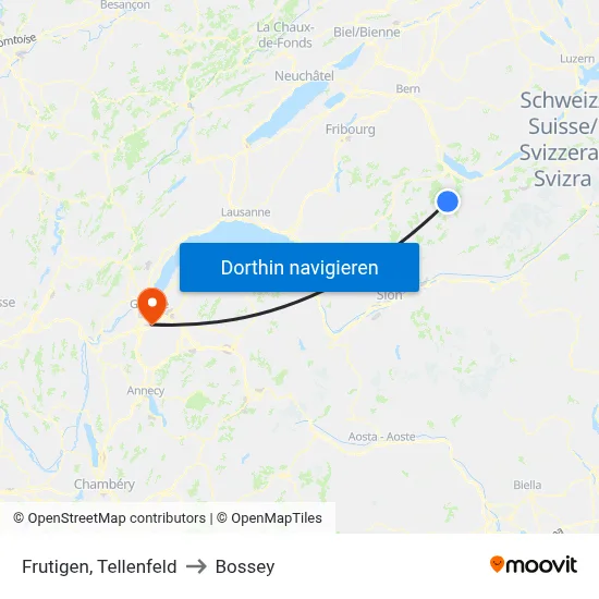 Frutigen, Tellenfeld to Bossey map