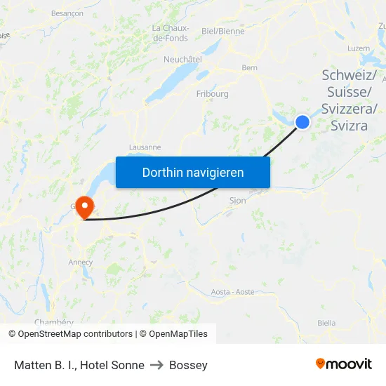 Matten B. I., Hotel Sonne to Bossey map