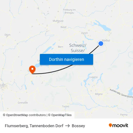 Flumserberg, Tannenboden Dorf to Bossey map