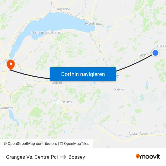 Granges Vs, Centre Pci to Bossey map