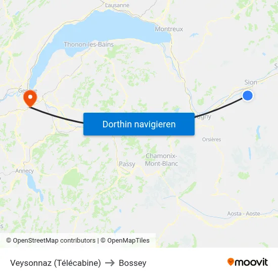 Veysonnaz (Télécabine) to Bossey map