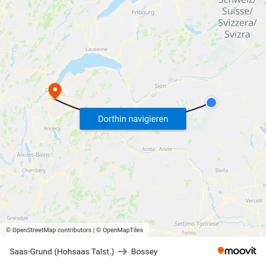 Saas-Grund (Hohsaas Talst.) to Bossey map
