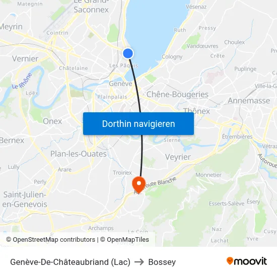 Genève-De-Châteaubriand (Lac) to Bossey map