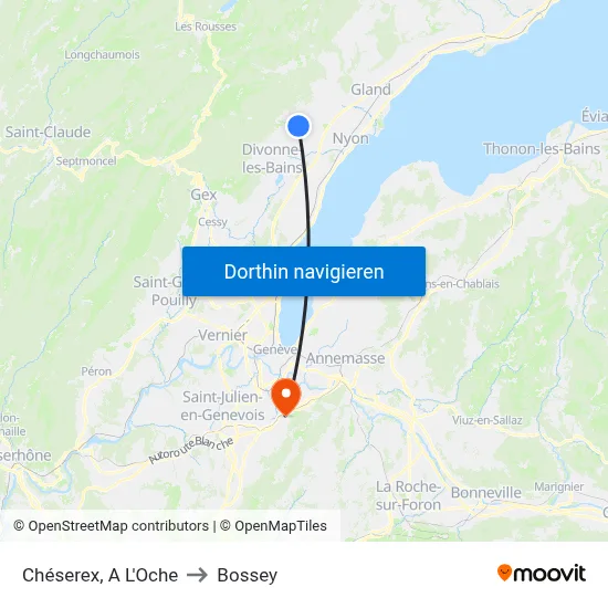 Chéserex, A L'Oche to Bossey map