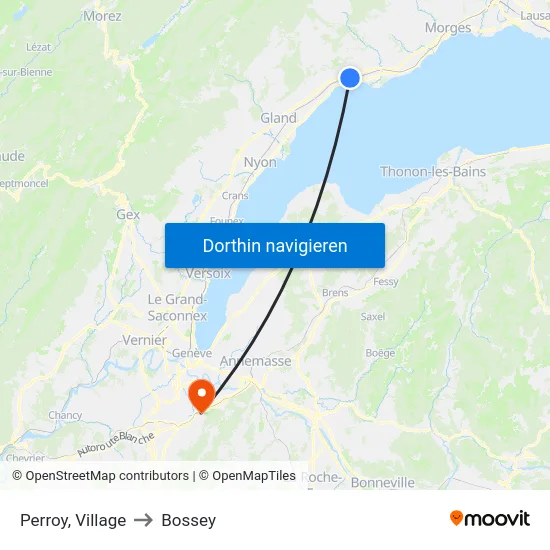 Perroy, Village to Bossey map