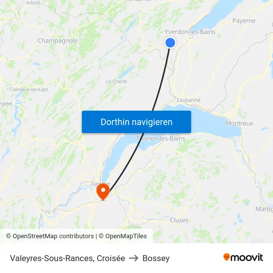 Valeyres-Sous-Rances, Croisée to Bossey map