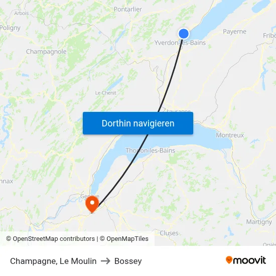 Champagne, Le Moulin to Bossey map