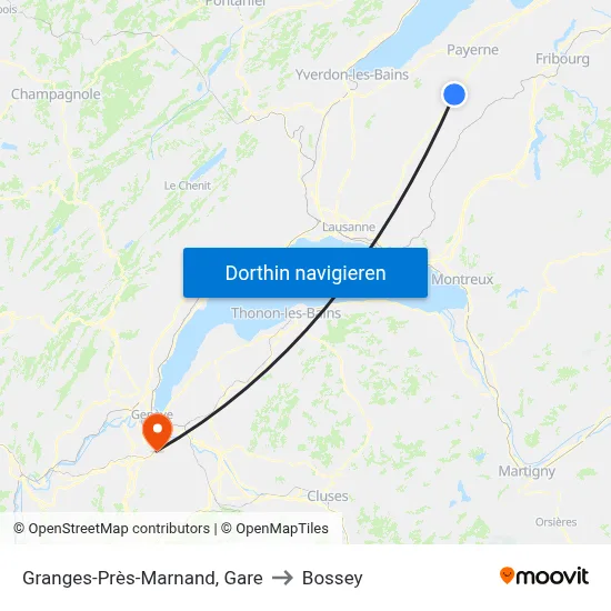 Granges-Près-Marnand, Gare to Bossey map