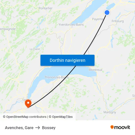 Avenches, Gare to Bossey map