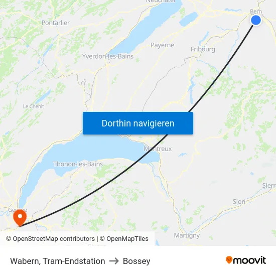 Wabern, Tram-Endstation to Bossey map