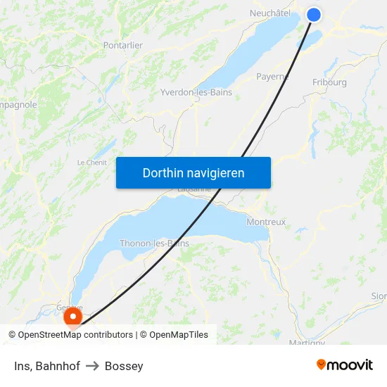 Ins, Bahnhof to Bossey map